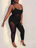 PLUS SIZE MESH UNITARD JUMPSUIT