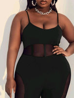 PLUS SIZE MESH UNITARD JUMPSUIT