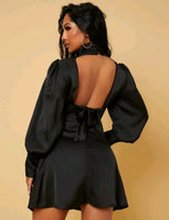 BACKLESS LANTERN SLEEVE DRESS