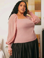 PLUS SIZE SQUARE NECK BLOUSE